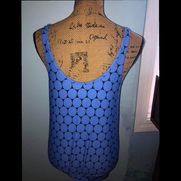Swim Bathing Suit w/ Bra Tankini Women's Size Small Modest Polka Dots Blue Black - Picture 3 of 6